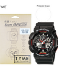 TYME Screen Protector for Casio G-Shock GA-100, DW-5600 Model (HD Tempered Glass with Hydrophobic Coating)