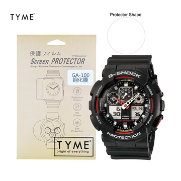 TYME Screen Protector for Casio G-Shock GA-100, DW-5600 Model (HD Tempered Glass with Hydrophobic Coating)