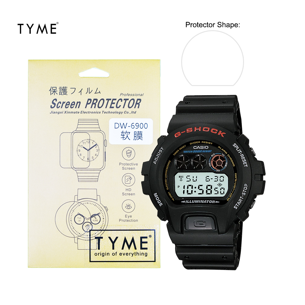 TYME Screen Protector for Casio G-Shock GW-9300, GW-9400, GX-56, DW-5900, DW-6900, DW-9052, G-7900, G-9000, G-9300 Model (HD Film with Hydrophobic Coating)