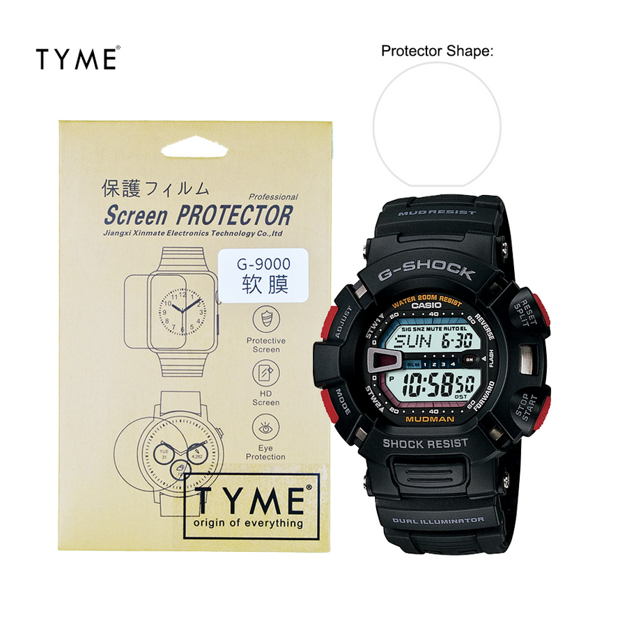 TYME Screen Protector for Casio G-Shock GW-9300, GW-9400, GX-56, DW-5900, DW-6900, DW-9052, G-7900, G-9000, G-9300 Model (HD Film with Hydrophobic Coating)